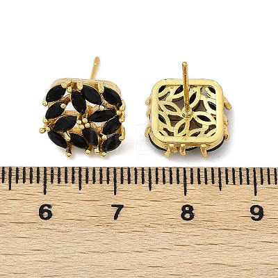 Brass Micro Pave Cubic Zirconia Stud Earrings KK-F358-02G-03-1