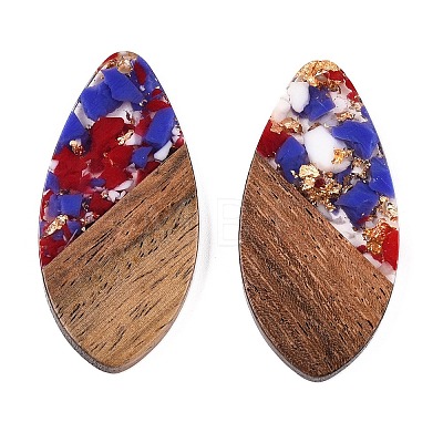 Transparent Resin and Walnut Wood Pendants RESI-T057-05F-1