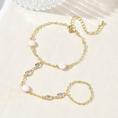 Brass Micro Pave Clear Cubic Zirconia Mittens Bracelets for Women BJEW-C156-02G-1