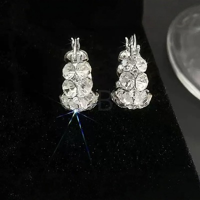 Brass & Crystal Rhinestone Hoop Earrings FS-WG0779A-01-1