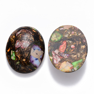 Assembled Synthetic Imperial Jasper and Bronzite Cabochons G-R457-01A-1