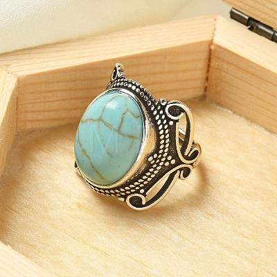 Synthetic Turquoise Adjustable Rings RJEW-I108-02AS-10-1