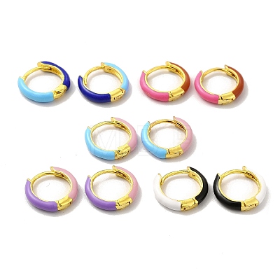 Classic Enamel Hoop Earrings EJEW-H091-03G-1