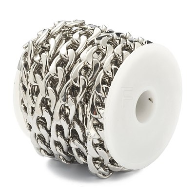 Tarnish Resistant 304 Stainless Steel Cuban Link Chains STAS-B020-07P-1