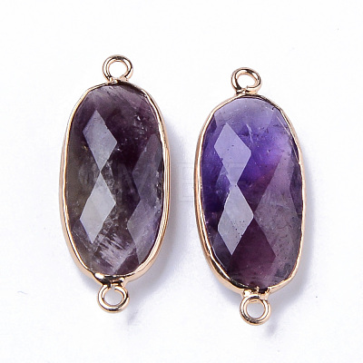 Natural Amethyst Links Connectors G-R472-03J-1