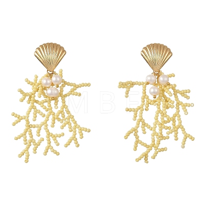 Glass Seed Beaded Stud Earrings for Women EJEW-MZ00781-02-1