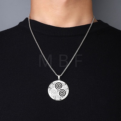 201 Stainless Steel Pendant Necklaces for Man NJEW-Q336-04B-P-1