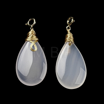 Natural White Agate Teardrop Pendant Decorations G-R489-12G-1