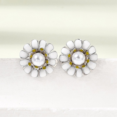 Brass Enamel Stud Earrings KK-CBA8324-27P-04-1