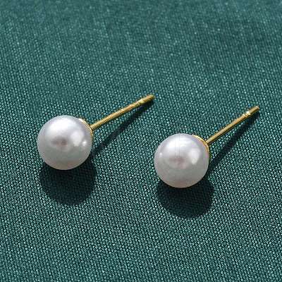 Brass ABS Imitation Pearl Stud Earrings EJEW-B132-01A-G-1