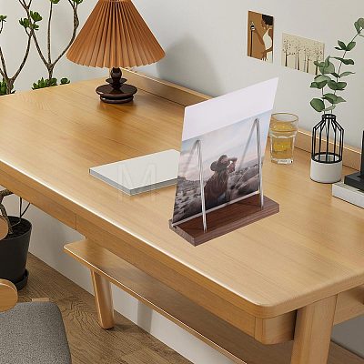 Wood Vinyl Record Slotted Display Stands with Stainless Steel Support ODIS-WH0043-344C-1