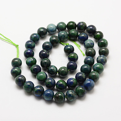 Natural Chrysocolla and Lapis Lazuli Beads Strands G-P281-03-10mm-1