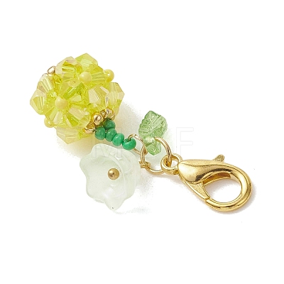 Fruit & Flowers Glass Seed Beads Pendant Decorations HJEW-MZ00407-01-1