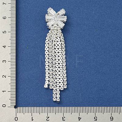 Bowknot Brass Rhinestone Tassel Big Pendants KK-I715-02S-02-1