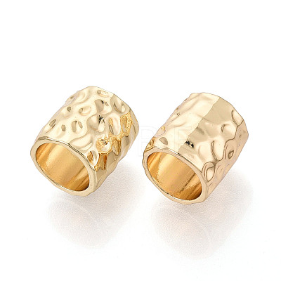 Textured Rack Plating Alloy Large Hole Beads PALLOY-T091-43G-1
