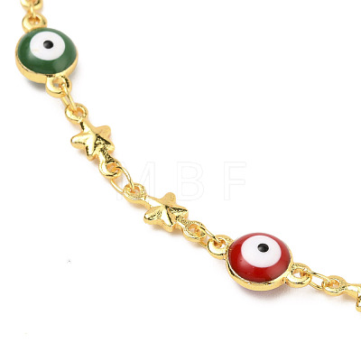 Brass Enamel Link Chain Necklaces NJEW-JN03123-02-1