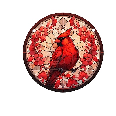 Cardinal & Leaf Acrylic Window Hanging Ornaments PW-WGA55A8-01-1