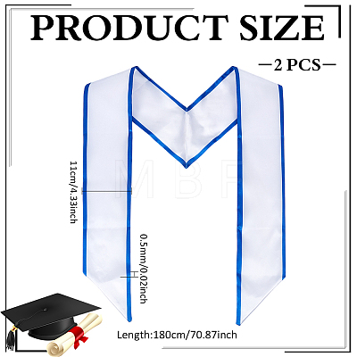 2Pcs Satin Graduation Sash Honor Stole Scarf for Men Women AJEW-MA0001-38B-1