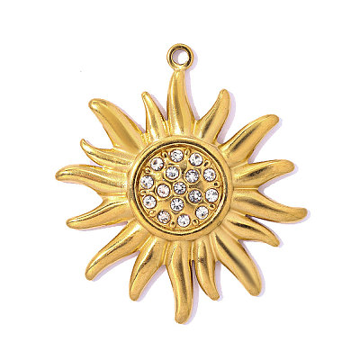 304 Stainless Steel & Rhinestone Pendants STAS-OY017-22G-1