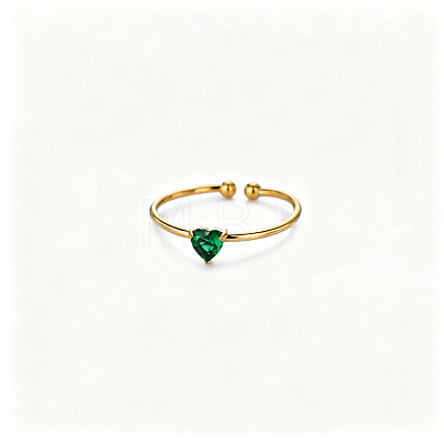 Adjustable Birthstone 304 Stainless Steel Micro Pave Cubic Zirconia Cuff Open Rings WGB2F1D-05-1