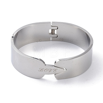 Word Love 304 Stainless Steel wide Hinged Bangles BJEW-G700-05P-1