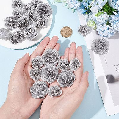  3D Rose Flower Polyester Computerized Embroidered Ornament Accessories DIY-NB0008-21B-1