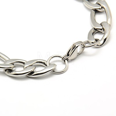 Trendy 304 Stainless Steel Figaro Chain Bracelets STAS-A028-B018P-1