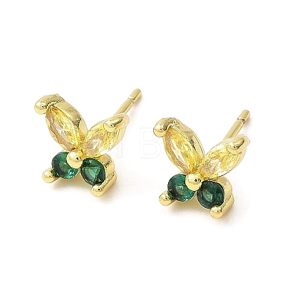 Butterfly Real 18K Gold Plated Brass Stud Earrings EJEW-L270-07G-1