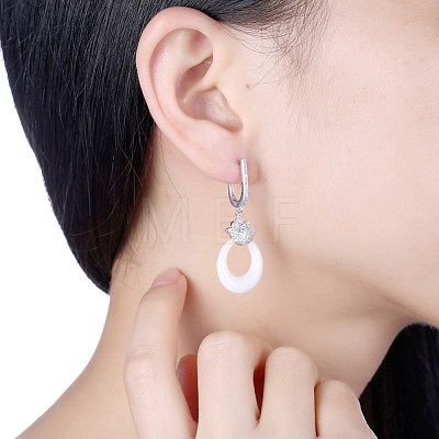Trendy Sterling Silver Hoop Earrings EJEW-BB30015-B-1
