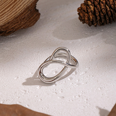 Hollow 304 Stainless Steel Finger Rings for Women KP9644-2-1