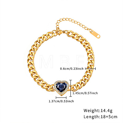 Heart Cubic Zirconia Link Bracelets YD9481-1-1