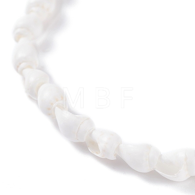 Natural Trumpet Shell Beaded Anklet for Women AJEW-AN00470-1