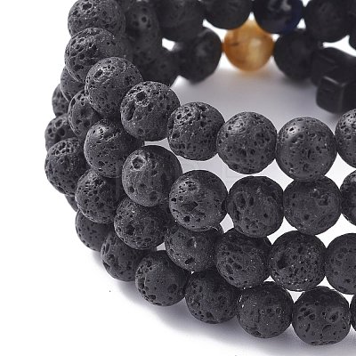 Cross Beads Stretch Bracelets Set for Women BJEW-JB07150-1