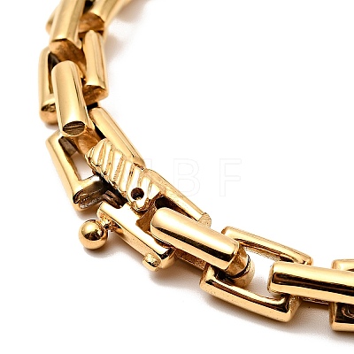 Ion Plating(IP) 304 Stainless Steel Rctangle Link Chain Necklace for Men NJEW-E038-08G-1