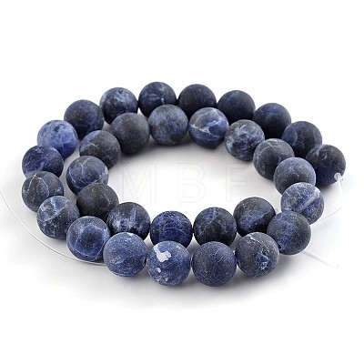 Frosted Natural Sodalite Round Bead Strands G-F231-01-6mm-1