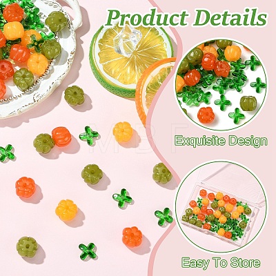 30Pcs 3 Colors Autumn Resin Pumpkin Beads RESI-YW0006-50-1
