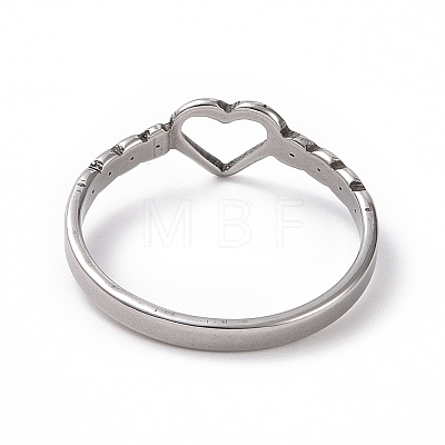 201 Stainless Steel Hollow Heart Finger Ring for Valentine's Day RJEW-J051-26P-1