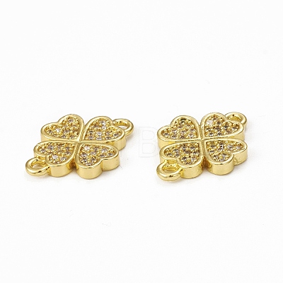 Brass Micro Pave Clear Cubic Zirconia Connector Charms KK-E068-VB338-1