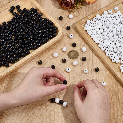 600Pcs 2 Colors Dyed Natural Wood Beads WOOD-SC0002-37B-1