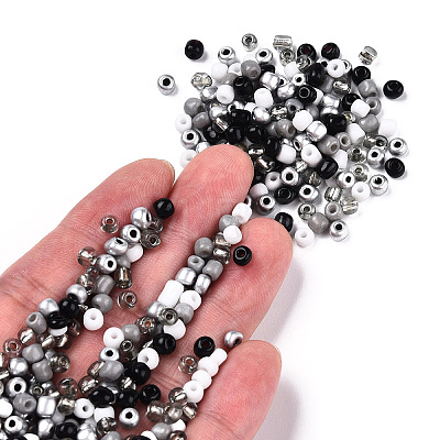 Opaque & Transparent Inside Colours Glass Seed Beads SEED-F004-4mm-01-1