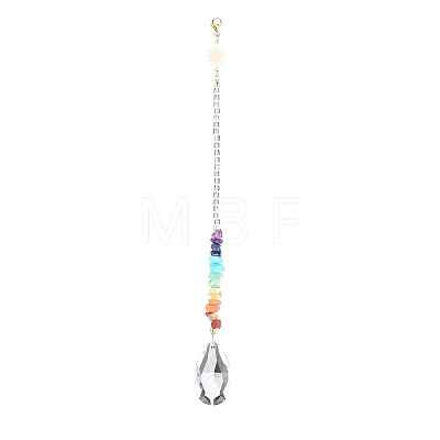 Glass Teardrop Chandelier Pendant Decorations HJEW-JM00856-1