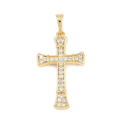 Brass Micro Pave Cubic Zirconia Pendants KK-F938-24E-G-1