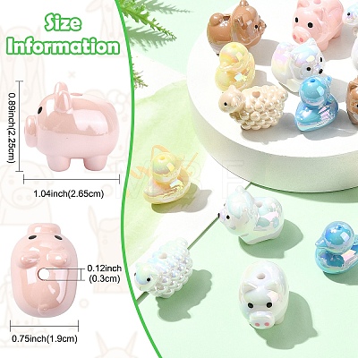 16Pcs 8 Styles Animal Theme UV Plating Acrylic Beads OACR-YW0004-42-1