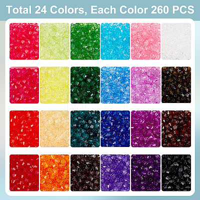   6240Pcs 24 Colors Transparent Acrylic Beads TACR-PH0001-58-1