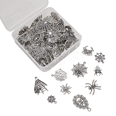 100Pcs 10 Styles Tibetan Style Alloy Pendants TIBEP-CJ0001-80-1