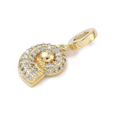 Brass Micro Pave Clear Cubic Zirconia Sea Animals European Dangle Charms KK-Z143-02G-02-1