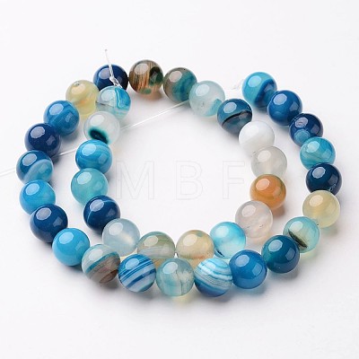 Natural Striped Agate/Banded Agate Beads Strands X-G-D845-01E-8mm-1