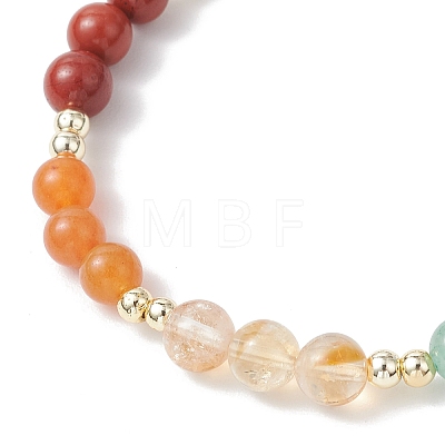 Natural Amethyst & Red Jasper & Red Aventurine & Synthetic Hematite & Lapis Lazuli & Citrine & White Jade & Green Aventurine Beaded Stretch Bracelets for Girls BJEW-JB12174-1