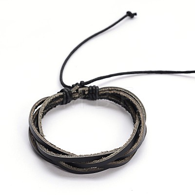 Adjustable Twine Style Leather Cord Bracelets BJEW-F173-09-1