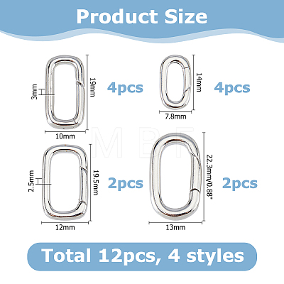 12Pcs 4 Styles Brass Spring Gate Rings KK-HS0002-19-1